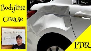 Removing Large Bodyline Crease Dent with PDR! | TIPS & Techniques!