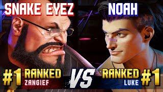 SF6 ▰ SNAKE EYEZ (#1 Ranked Zangief) vs NOAH (#1 Ranked Luke) ▰ High Level Gameplay