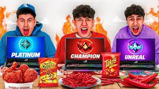 Eating SPICY Foods ONLY While Playing Ranked Fortnite! (Unreal)