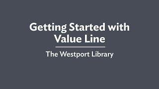 Getting Started with Value Line