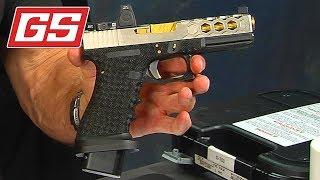 Lenny Magill inspects a Glock 17 with our Hexfire Slide Cut, Basketweave Stipple, and much more!