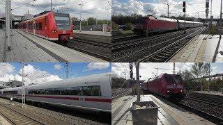 Bahnverkehr im Bahnhof Düsseldorf-Flughafen mit ICE,Intercity,Flixtrain,Regionalexpress und S-Bahn