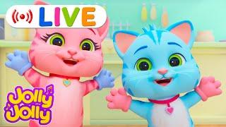 LIVEThree little kittens, Hickory dickory dock + More | Jolly Jolly & Animals - Best Kids Songs