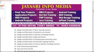 Mechanical projects in Madurai, Mechanical project center in Madurai