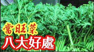 Stir-Fried Crown Daisy (Tong Ho) with Garlics Great Source of Minerals & Vitamins皇帝菜（八大好處）