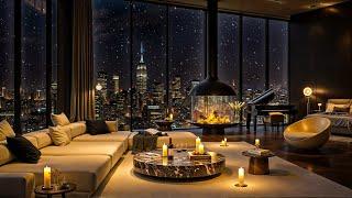  Snowy Night at Cozy NYC Apartment  Relaxing Jazz Music & Fireplace Sounds for Good Sleep