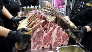 초대형 토마호크 스테이크, 티본스테이크 / giant tomahawk steak, t-bone steak - korean restaurant food