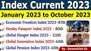 Index 2023 Current Affairs | Indexes 2023 | Important Indexes 2023 | India's rank in various indexes