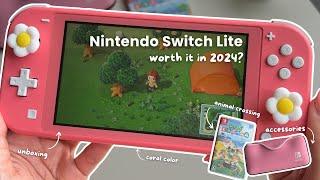 nintendo switch lite in 2024  aesthetic unboxing, animal crossing & accessories (bought in japan)