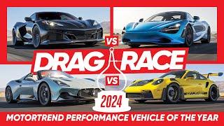 DRAG RACE! McLaren 750s, Maserati MC20, GT3 RS, Corvette E-Ray! | MotorTrend