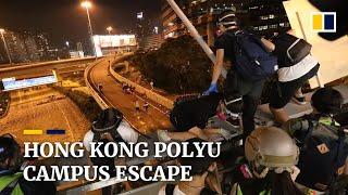 Ropes and motorbikes used to escape Hong Kong Polytechnic University campus siege