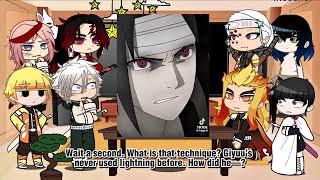 Hashiras react to giyuu as sasuke uchiha | Demon Slayer | naruto shippuden | Gacha life |