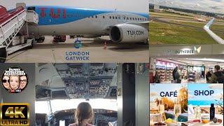 Gatwick Airport | North Terminal | LGW - REUS | Tui 737-800 | Cockpit Tour | Menu | Travel vlog | 4K