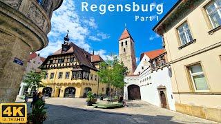 German city of Regensburg - Part 1. Old medieval Town centre and the oldest religious buildings.