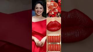Nithya Menon beautiful  same dress maitcing colour earing bangles and lips #shorts #lips