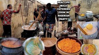 A DAY in the life of MALE NIGERIAN CATERERS cooking PARTY FOOD FOR A LIVING | Danica Kosy