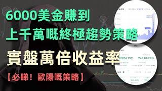 【歐陽拽白大神！！】實盤10000多倍收益率嘅最強趨勢交易員，最適合幣圈嘅終極趨勢策略，包括抄底逃頂嘅具體策略，倉位同心態管理，交易書單推薦，都係細節！！ #歐陽拽白 #半木夏