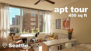 a 450 sq ft studio apartment tour | what $1700 gets you in Seattle