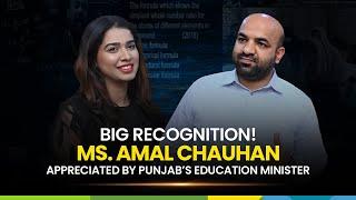 The Honourable Minister for Education, Punjab, applauds Ms. Amal Chauhan from the Ulearn team.