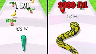 Snake Run Evolution 3D : Snake Running game in MAX LEVEL ⭐ Level Up snake ( ASMR GAMEPLAY )