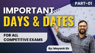 Important Days and Dates Part-01 (January, February and March) |  Static GK | By Mayank Sir