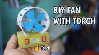 Diy Fan With Torch || how to make rechargeable fan at home