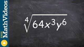 Learn how to take the fourth root of a variable expression, fourth root