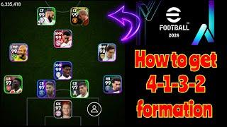 How to get 4-1-3-2 formation in pes 2024! efootball 2024 mobile 4-1-3-2 formation