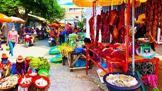 Food Rural TV, Cambodian Countryside Tour - Fresh Market Food Show - Beef, Pork, Fish, Shrimp & More