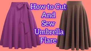 UMBRELLA FLARE SKIRT: HOW TO CUT 360° FLARE SKIRT/ CIRCLE SKIRT CUTTING AND STITCHING #circleskirt