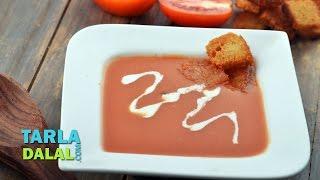 टमाटर सूप की क्रीम, टमाटर शोरबा रेसिपी (Cream of Tomato Soup, Tomato Shorba) by Tarla Dalal