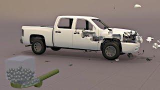 Car vs. Cannon - Damage Simulation of a Truck + Car Under Machine Gun Fire