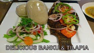 BANKU AND GRILLED TILAPIA IN ACCRA - STREET FOOD IN GHANA