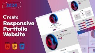 Create a Responsive Gradient Color Portfolio with HTML, CSS & JS | Modern Design Tutorial 2024