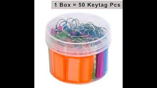 PACK OF 50 Multicolor Keyring & Keychain with Name Tag Labels Plastic Multicolor Assorted Keychain