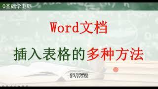 电脑培训王老师：Word文档插入表格的多种方法,科技,软件,好看视频