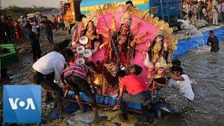 Hindus Flock River Banks For Idol Immersion Ending 9 Day Indian Festival