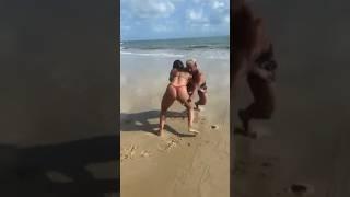 Female using BJJ for self defense at beach #bjj #bikini #fyp