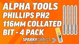 Alpha CPH2116S | Phillips PH2 x 116mm Collated Bit | Carded | 4 Pack