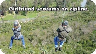 girlfriend screams on zipline 20 Sep 2015
