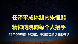 喜大普奔，23年GDP增3.36万亿；任泽平微博被禁言，精神病院向每个人招手；人民日报征集中美友好故事；中国奴隶抗议巴西辱华。