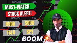 Playing #HOOD #SOFI #SOUN⁉️ Watch ASAP ️ #AVGO #TSLA #SPY- know these levels 