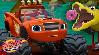 Blaze & AJ Feed Desserts to Crocodiles with a 3-D Printer! | Blaze and the Monster Machines