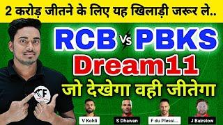 RCB vs PBKS Dream11 Prediction Royal Challengers Bangalore vs Punjab Kings RCB vs PBKS Dream11 Team