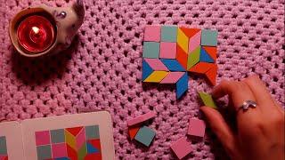 ASMR Wooden Mosaic Puzzle  Tingly Wood Sounds & Whispers 