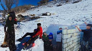 ️Ghadir and Shadmehr’s Snowy Slide Adventure on Amir’s Farm!