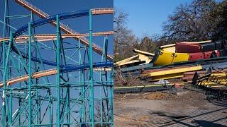 Titan Repaint Begins at Six Flags Over Texas, La Vibora Bobsled Coaster Almost Completely Demolished