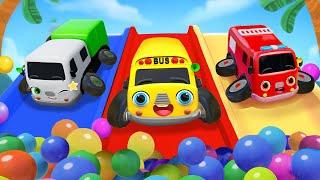 The Wheels On The Bus Playground Song | Slip and Slide Down | Nursery Rhymes & Kids Songs - Baby Car