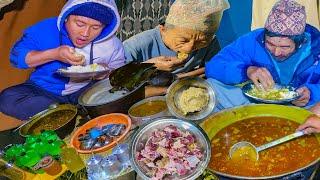 sheep meat cooking and eating//lamb curry eating(बनभोजमा धेरै रमाइलो भयो)