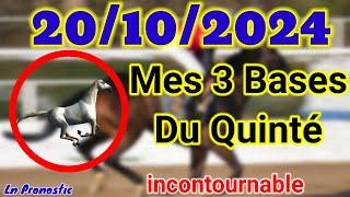 Pronostics PMU Mes 3 bases incontournable DIMANCHE 20 OCTOBRE 2024 PARIS LONGCHAMP